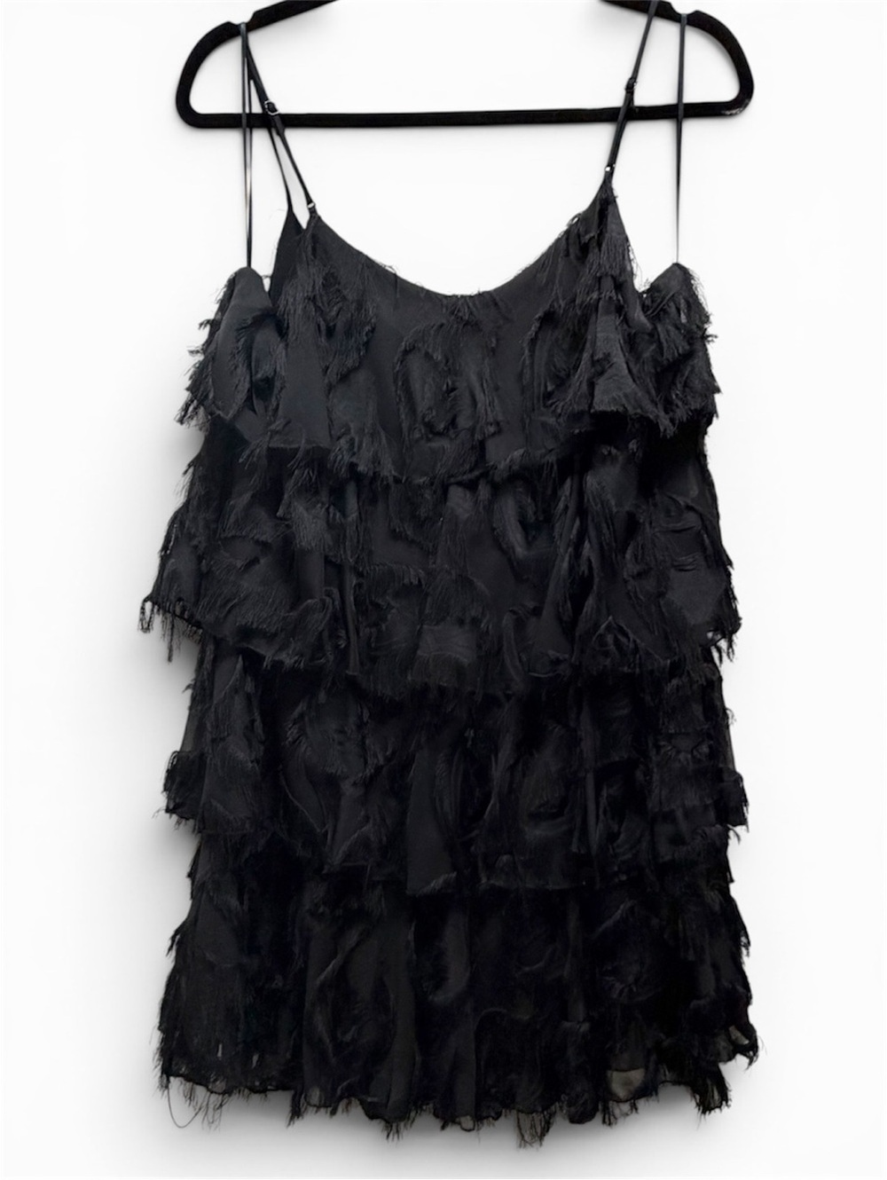 Waverly Grey Vibrant Black Tiered Ruffle Mini Dress Size S